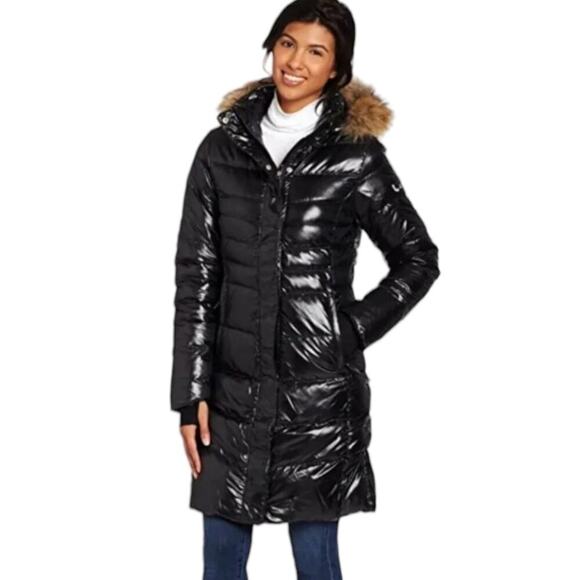 Lole Duck Down Parka Hooded Puffer Coat Katie L Edition Black - Picture 1 of 16